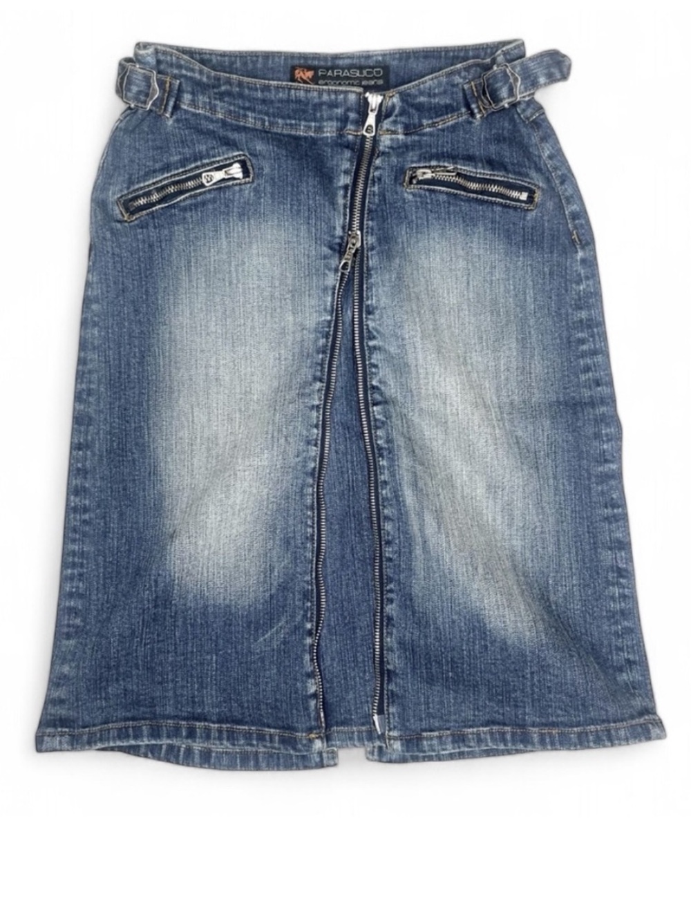 Vintage Parasuco Y2K Stretch Denim High Rise Mini Pencil Jean Skirt Zipper 4